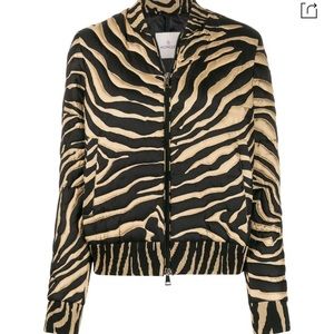 MONCLER Zebra Stripe Quilted Silk Bomber Jacket Zebra  Sz 3 NWT RET $2860